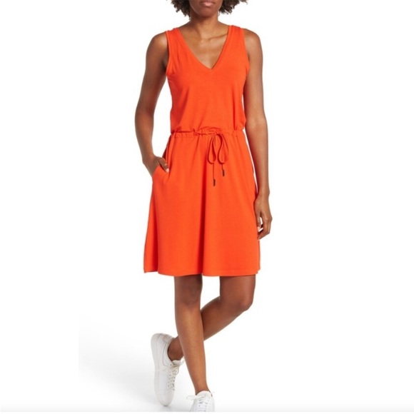 Sweaty Betty Take It Easy Dress Cherry Tomato Red Sz 12 cinch comfy lounge soft - Picture 1 of 16